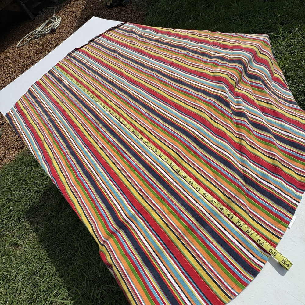 Fiesta Full Circle Tablecloth Striped Cotton 54” Wyndham Weavers India Round - Picture 4 of 7
